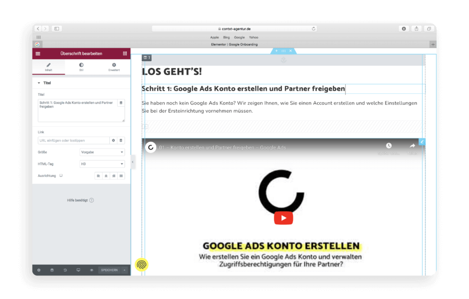 Landingpage in Elementor
