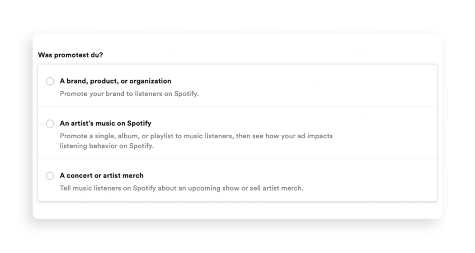 Erstellungsmaske Spotify