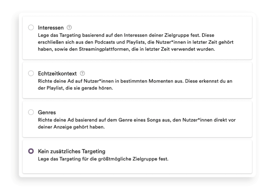 Zielgruppen Targeting Spotify