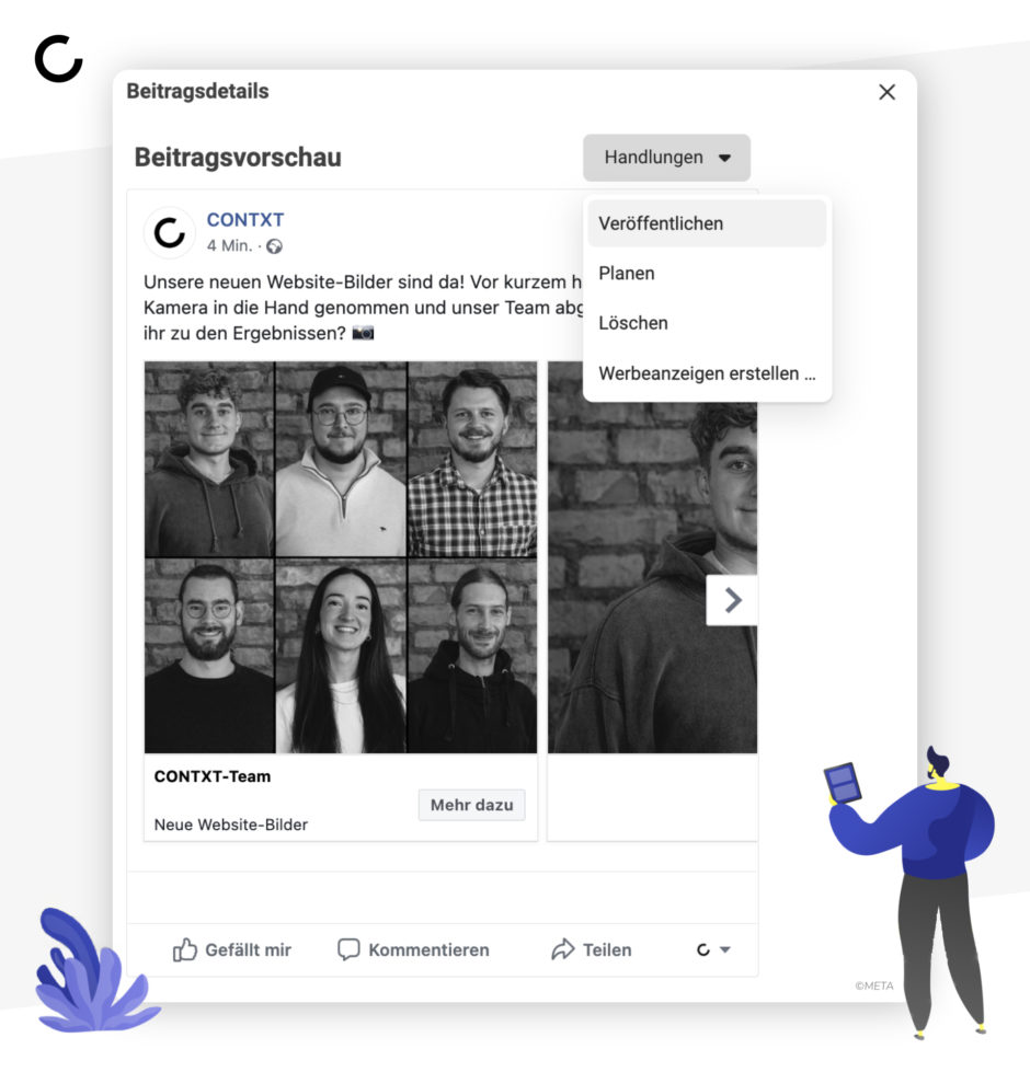 Facebook Carousel Post veröffentlichen