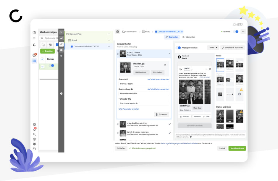 Facebook Carousel Post Anzeige