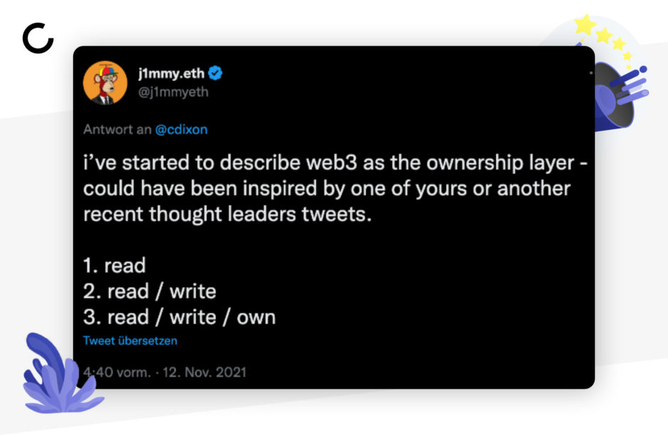 Mit Web3 hat das Metaverse begonnen. Dieser Tweet erklärt den Zusammenhang zwischen Web3 und dem Metaverse.