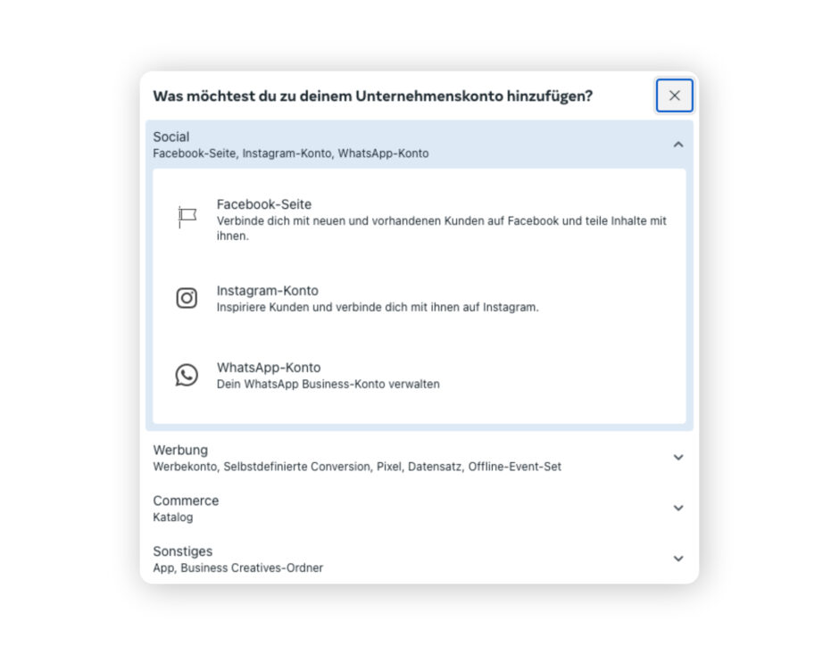 Facebook Seite hinzufügen - Meta Business Suite einrichten