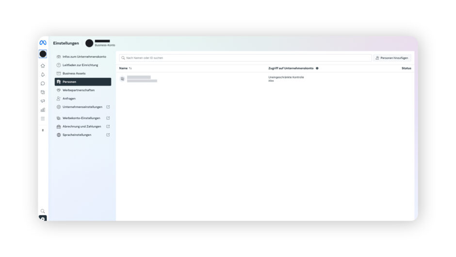 Personen hinzufügen - Meta Business Suite