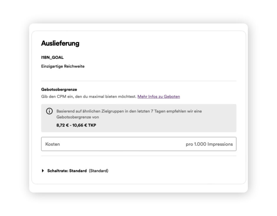 Auslieferung festlegen zum Spotify Ads schalten.
