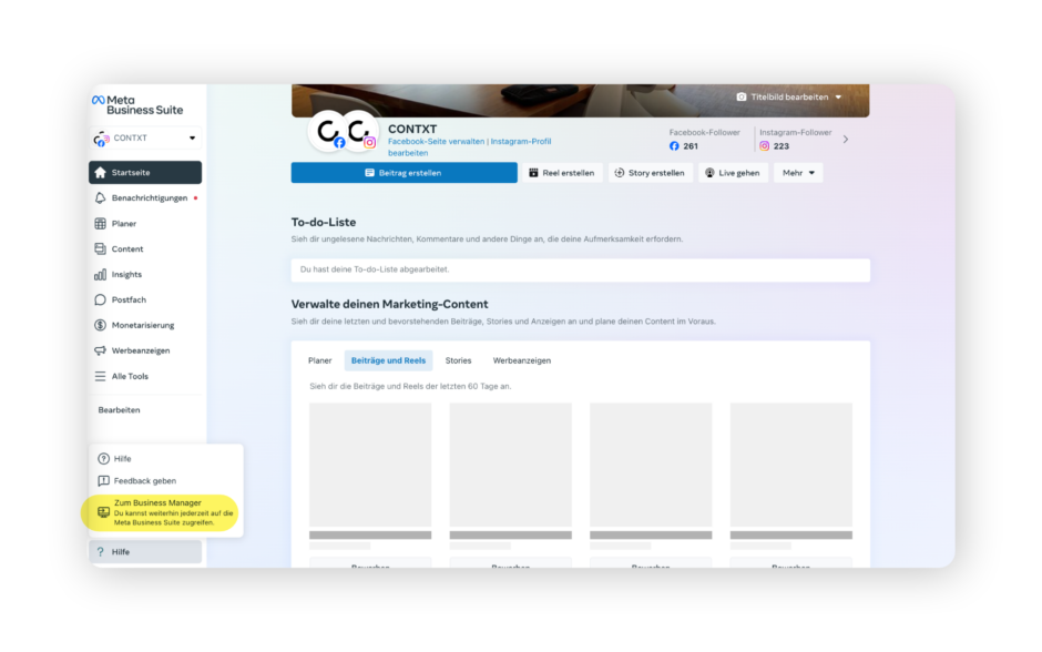 Von der Meta Business Suite zum Business Manager