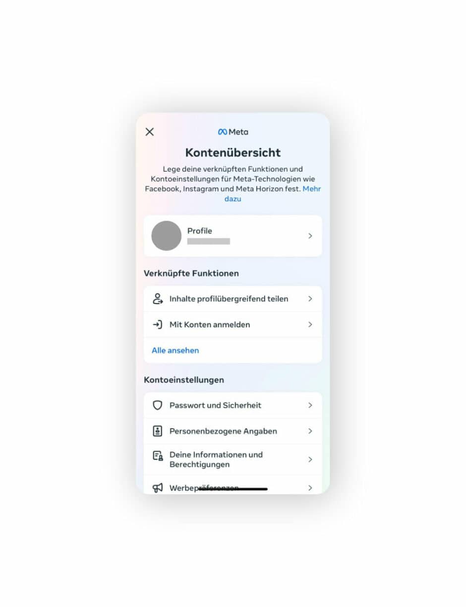 Meta Kontenübersicht