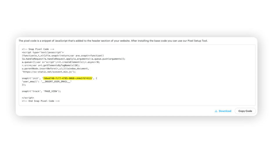 JavaScript Code des Snap Pixel