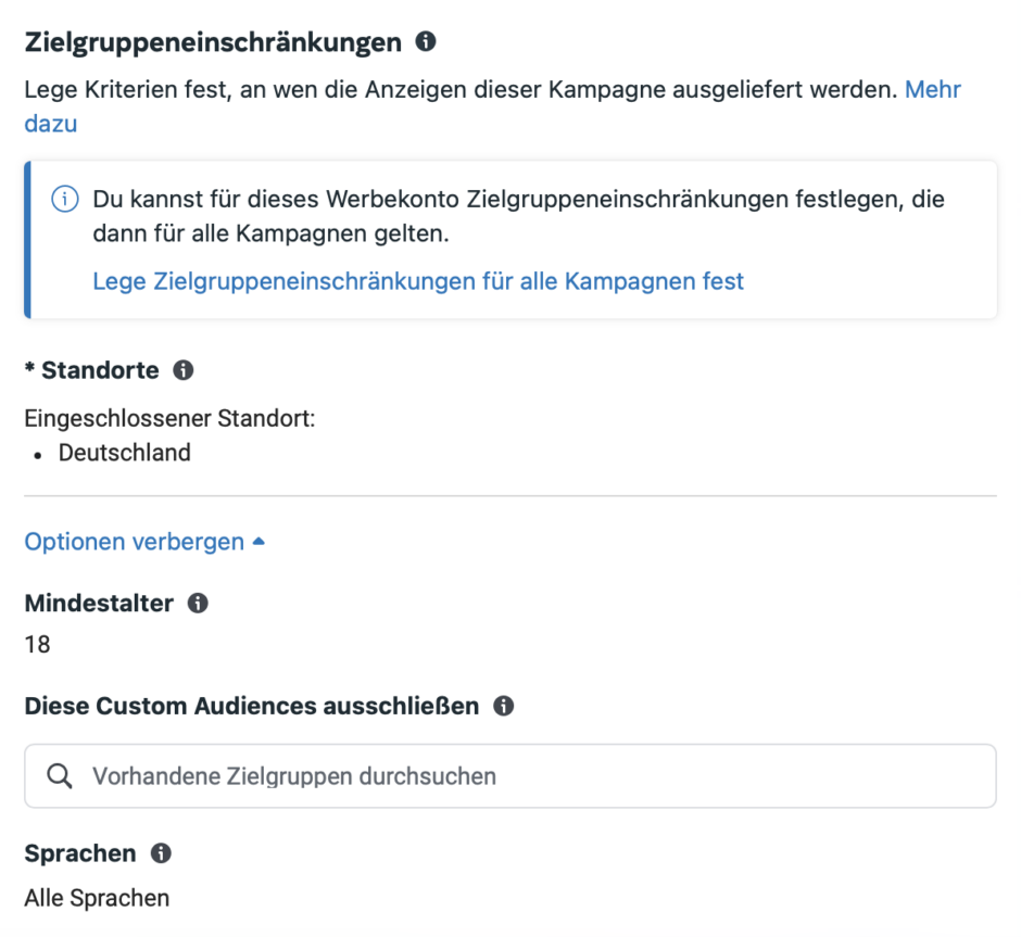 Meta KI Features - Zielgruppeneinschränkung